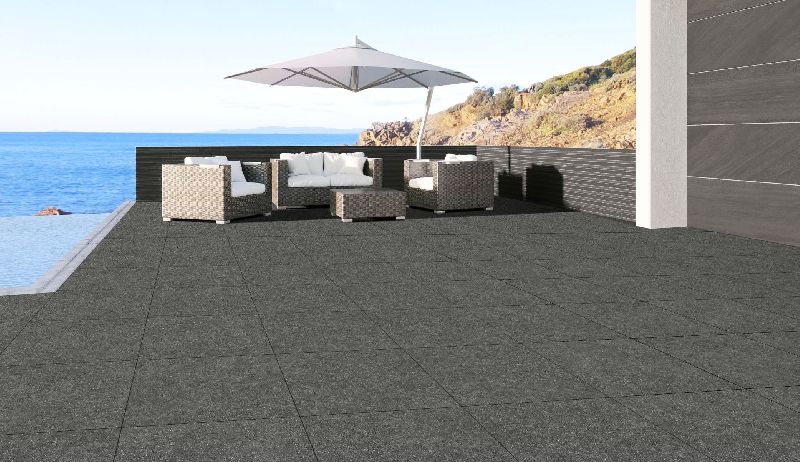 Concrete Fossil Black Outdoor Tiles
