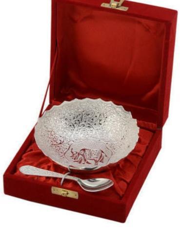 Metal Bowl and Spoon Set, Size : 5 Inch