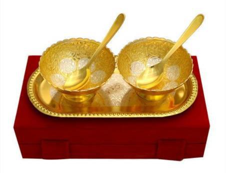 Gold Plated Decorative Spoon and Bowl Set
