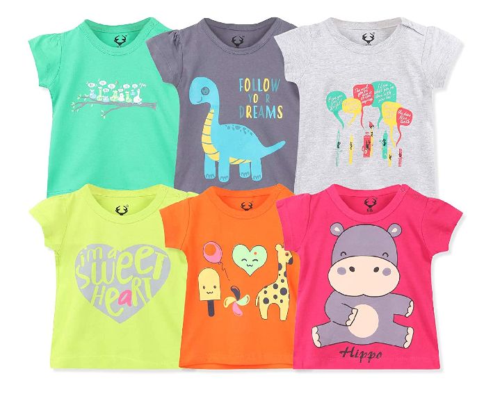 Printed Cotton Baby Girl T Shirt, Size : Multisize