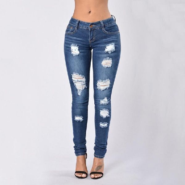 Stitched Denim Ladies Torn Jeans, Size : Multisize, Feature ...