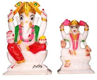 Polished Printed Marble Ganesh Saraswati Statue, Size : Standard