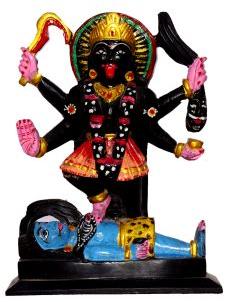 Printed Marble Kali Mata Statue, Color : Multi Color