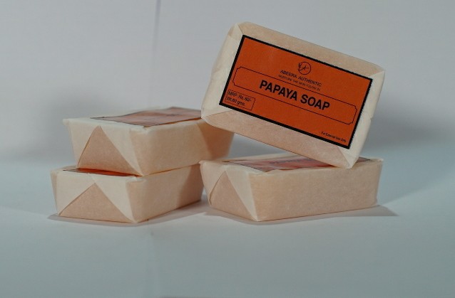Square Papaya Soap, for Bathing, Form : Bar