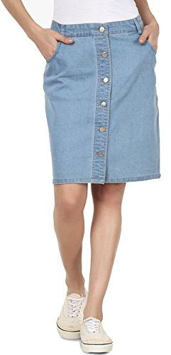 Plain Denim Skirt, Style : Short