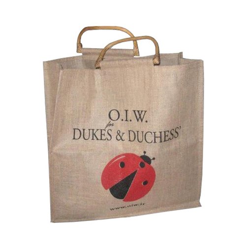 Wooden Cane Handle Jute Promotional Bag, for Casual, Packaging Type : Individual Poly Packet
