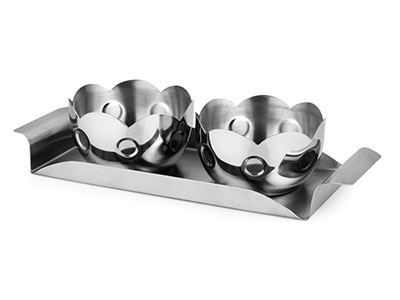 Stainless Steel Munching Snack Serving Set, Size : 33x13cm