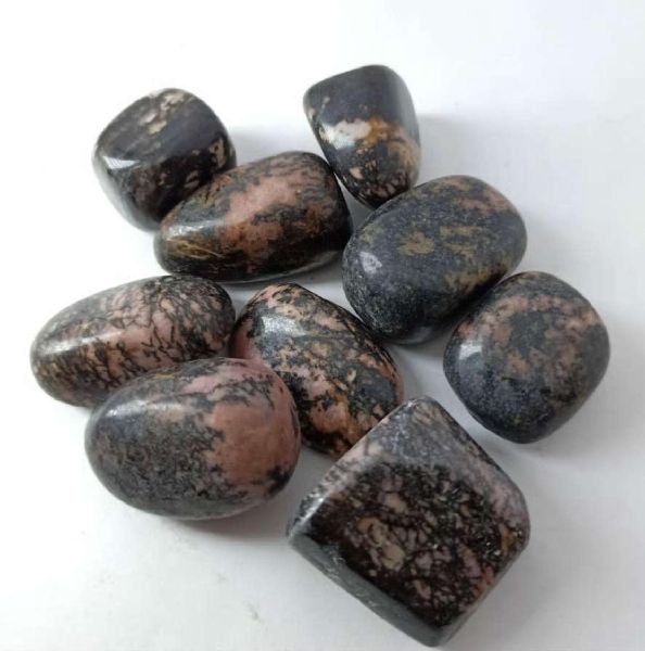 Polished Rhodonite Tumbled Stone, Feature : Fine Finished, Hard Structure, Shiny Look