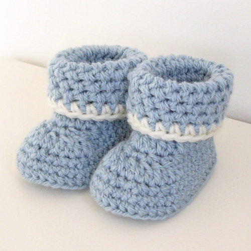 Baby Crochet Booties, Pattern : Plain