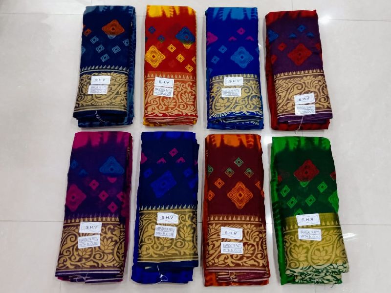 Cotton Applique Sarees, Technics : Machine Made