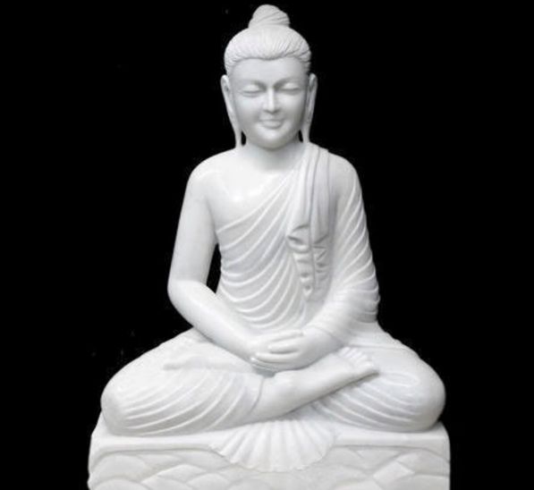 Non Printed Marble Buddha Statue, Color : White