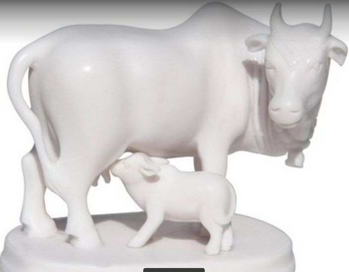 Marble Cow and Calf Statue, for Temple, Size : Standard