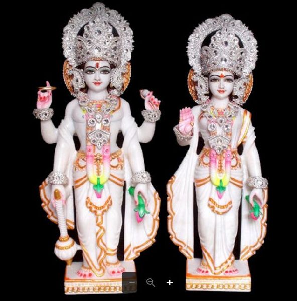 Marble Lord Vishnu & Laxmi Statue, for Temple, Worship, Length : 6-8ft
