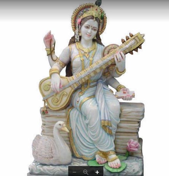 Printed Marble Maa Saraswati Statue, Packaging Type : Thermocol Box