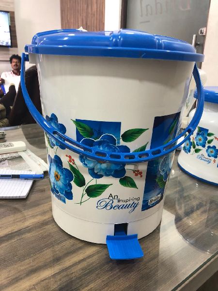 Printed Dustbin with Lid, Color : Multicolor