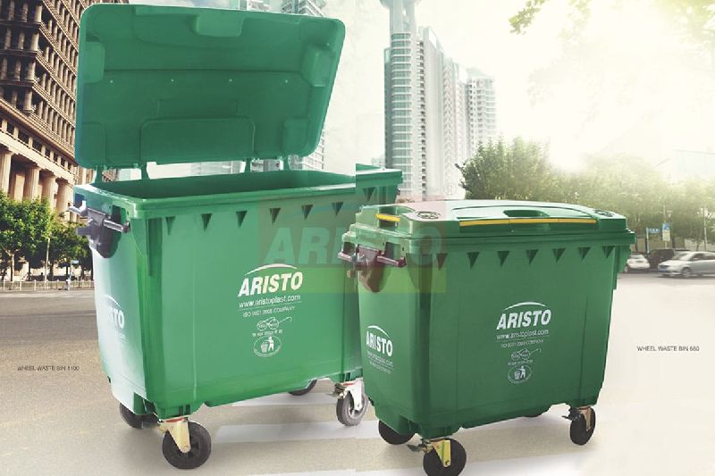 Rectangular Metal Wheeled Dustbin, for Industrial, Feature : Good Strength