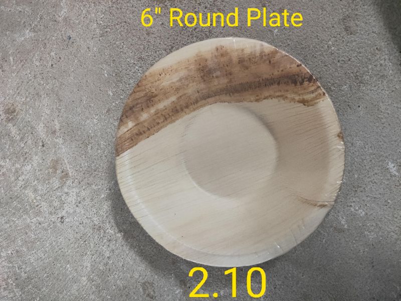 Round Areca Leaf Plates (6 Inch), for Serving Food, Size : 6inch