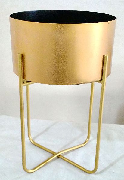 Gold Side Planter with Stand, for Decoration Office, Home, Hotel, Feature : Attractive, Durable, Easy To Use