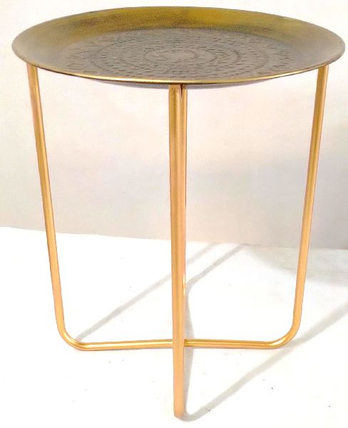 Round Metal Gold Side Table K/D, for Home, Hotel, Size : 39.50 X 39.50 X 47.00 CM