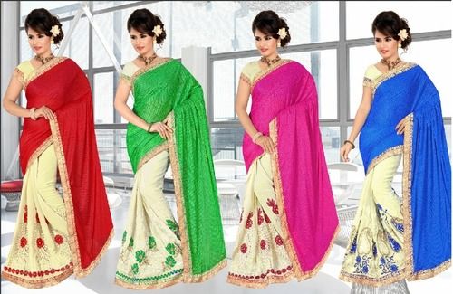 Embroidered Chanderi ladies sarees, Technics : Attractive Pattern, Handloom