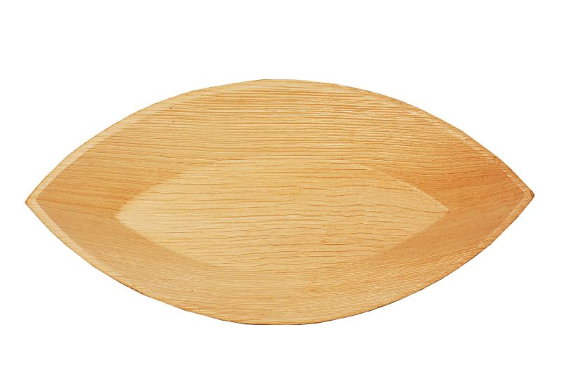 Boat Shape Designer Areca Leaf Plate, for Serving Food, Feature : Light Weight