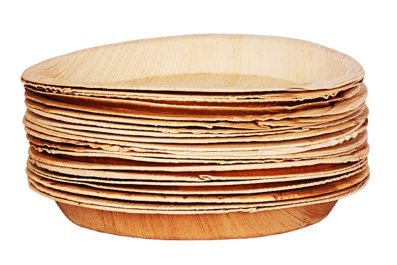 Natural Areca Leaf Round Plate, for Serving Food, Feature : Light Weight