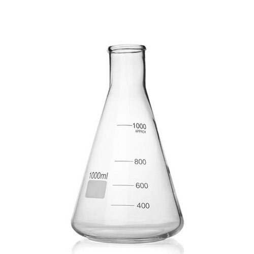 Plain Glass Laboratory Erlenmeyer Flask, Shape : Conical