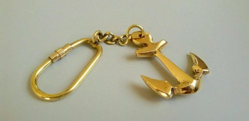 Polished Brass Golden Keychain, Pattern : Plain