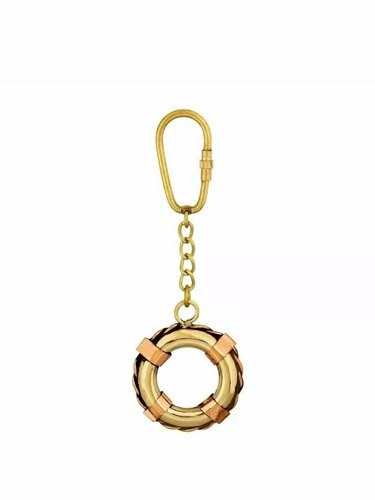 Polished Plain Brass Solid Tube Keychain, Shape : Round