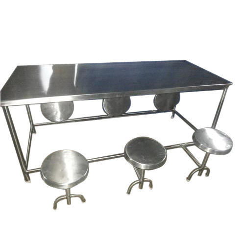 6 Seater Stainless Steel Canteen Table
