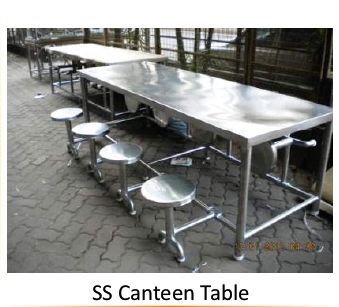 8 Seater Stainless Steel Canteen Table