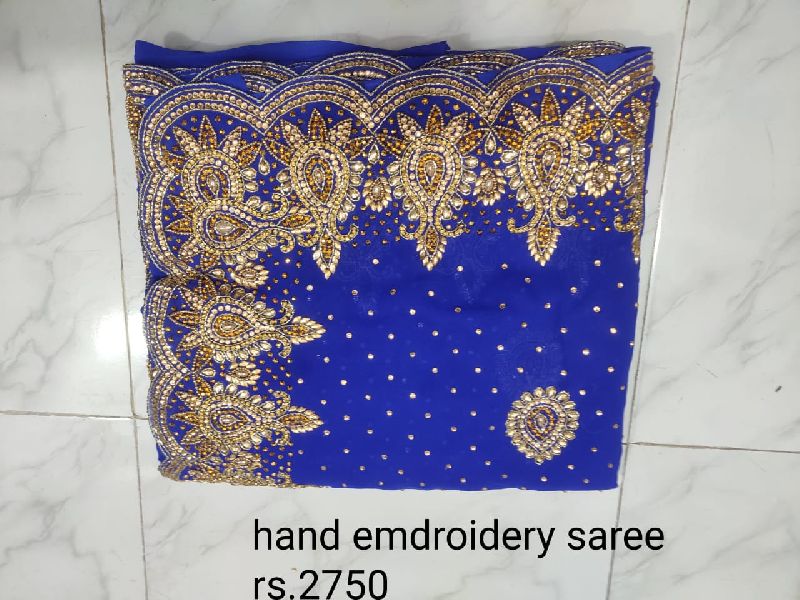 Hand Embroidery Saree, Occasion : Bridal Wear, Festival Wear