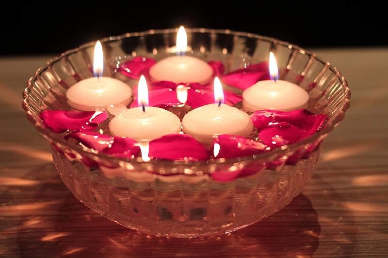 Polished Plain Paraffin Wax Floating Candles, Technics : Machine Made