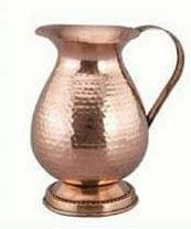 Round Hammered Copper Jug, for Serving Water, Color : Brown