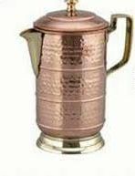 Round Ringer Copper Jug, For Serving Water, Color : Brown