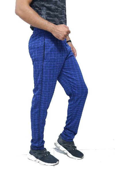 SN Mens Dazzel Checked Track Pant, Color : Blue