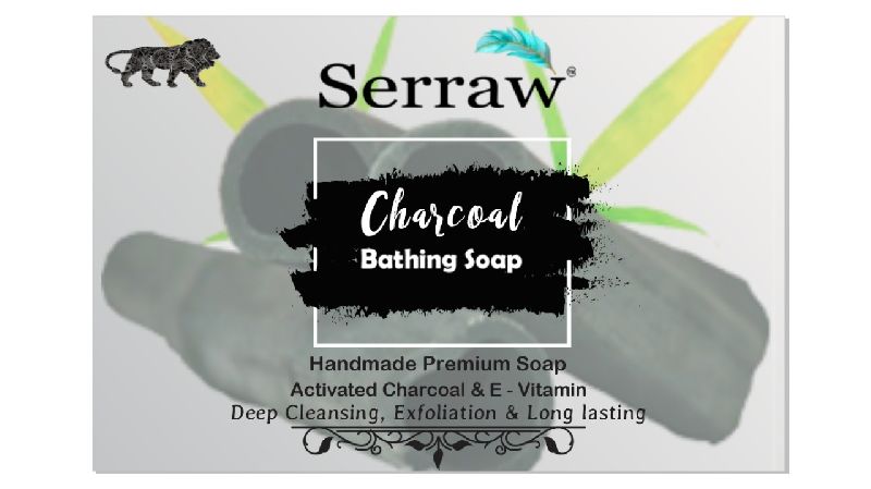Square Serraw Charcoal Bathing soap, Packaging Type : Paper Wrapper