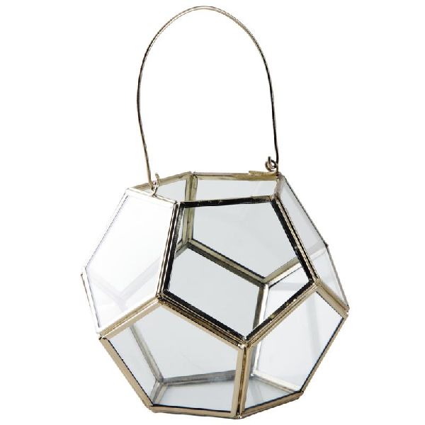 Gold Clear Glass Steel Lantern, for Lighting, Specialities : Fine Finished