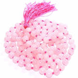 Polished Pink Rose Quartz Mala, for Jewellery Use, Color : Light-pink