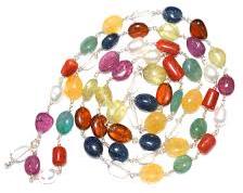 Oval Polished Navratna Gemstone Mala, for Jewellery, Style : Fashionable