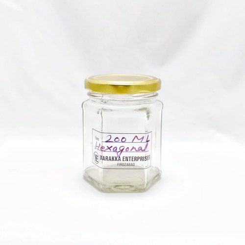 Varakka Enterprises 200ml Hexagonal Glass Jar, Color : Transparent