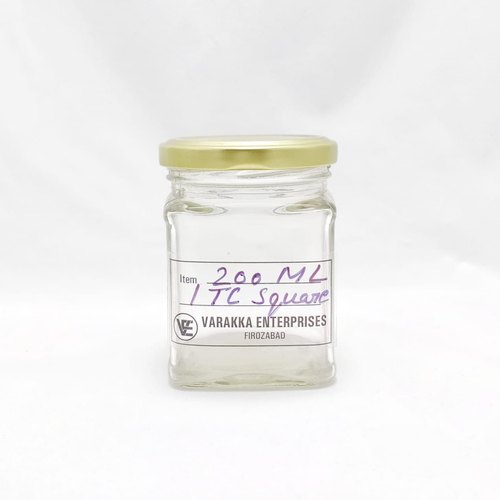 200ml ITC Square Glass Jar, Color : Transparent
