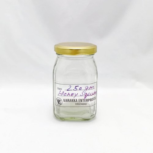 250gm Honey Square Glass Jar, Color : Transparent