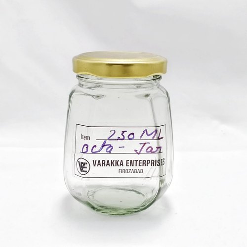 Varakka Enterprises 250ml Octagonal Glass Jar, Color : Transparent