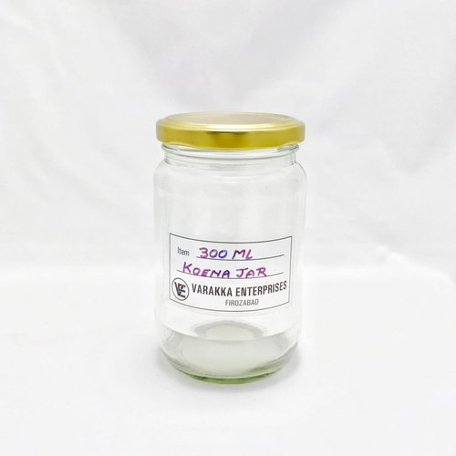 Round 300ml Koena Glass Jar, for Pickle Storage, Color : Transparent