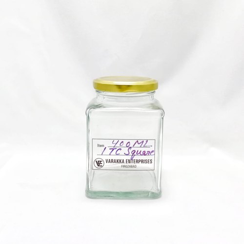400ml ITC Square Glass Jar, Color : Transparent