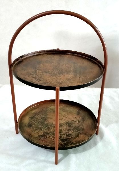 Round Antique Brown Black Side Tray Table, for Home, Feature : Easy To Place