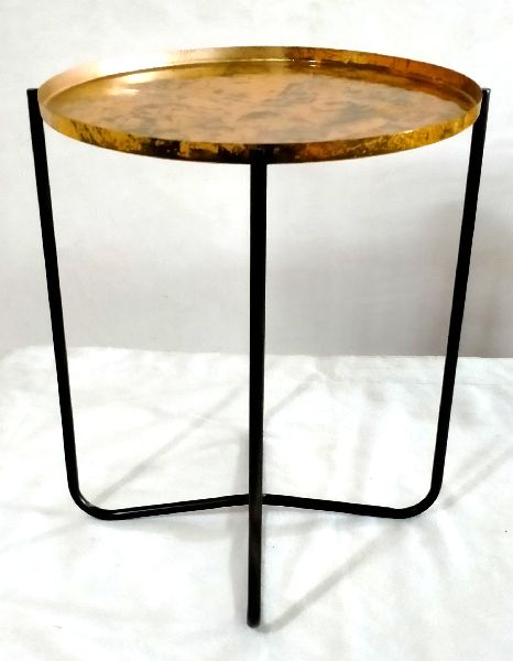 Round Antique Gold Side Tray Table, for Home, Feature : Easy To Place, Fine Finished