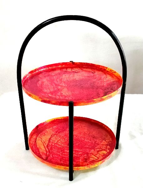 Round Antique Red Side Tray Table, for Home, Feature : Easy To Place