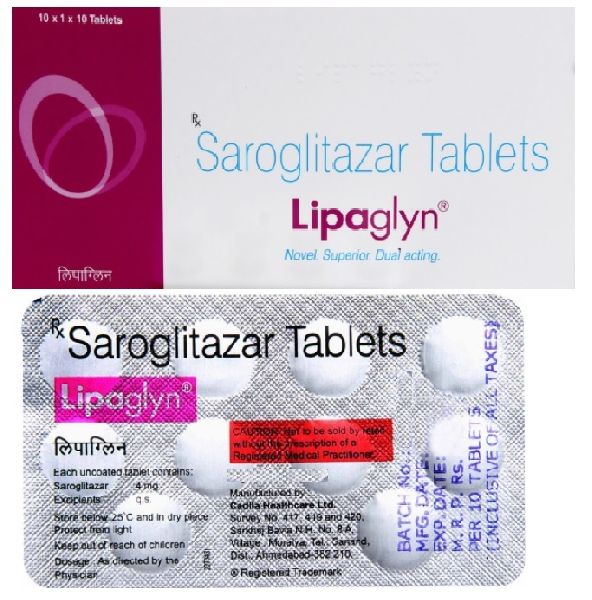 Brand Lipaglyn (Saroglitazar) 4mg Tablets, Grade Standard : Medicine Grade